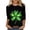 C-White, variant on St Patrick's Day T Shirt for Womens Green Leaf Print Irish 3/4 Sleeve Loose Pullover Tops