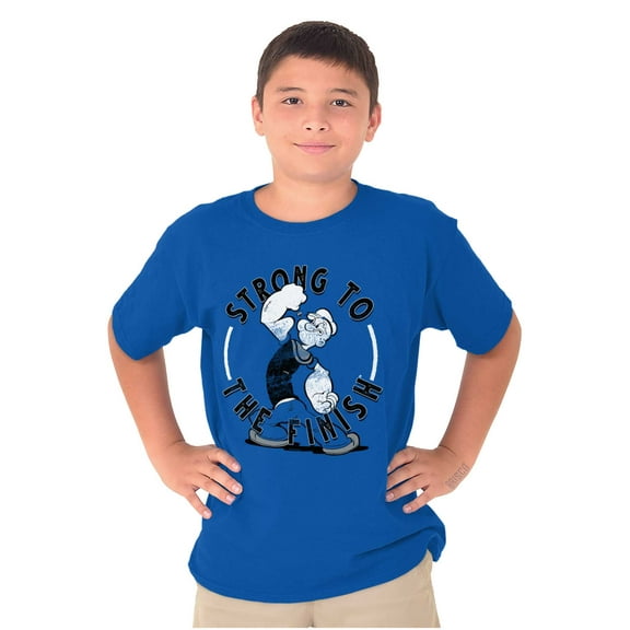 Popeye Sailor Man Strong To Finish Crewneck T Shirts Boy Girl Teen Brisco Brands M