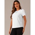 thumbnail image 4 of DARING DIVA Women's Ruched Sleeve Blouse Pleated Front Round Neck Tops XS White, 4 of 6