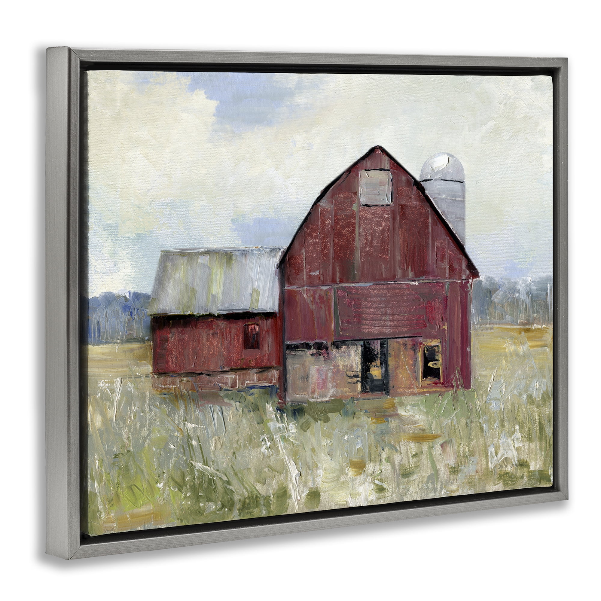 Stupell Industries Red Rugged Barn Gray Framed Floater Canvas Wall Art, design by Sally Swatland