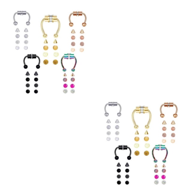 Guardoinrt Xiangbala Magnetic Fake Septum Nose Rings Hoop for Women Chic and Sophisticated Acrylic 5 Color 2Set