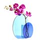 thumbnail image 1 of Elegante jarrón acrílico geométrico azul con detalles florales translúcidos para la decoración moderna de una oficina, 1 of 5