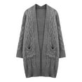 thumbnail image 2 of Womens Cardigan Warm Long Sleeve V Neck Open Front Knit Sweater Outwear Soft Loose Fit Solid Color Cozy Fall Winter Fashion Grey XXXL, 2 of 3