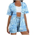 thumbnail image 2 of Gamivast Vacation Outfits for Women 2 Piece Tropical Leaf Print Kimono & Shorts Summer Sets Boho Open Front Cardigan Cover Up Beach Wear Suits, 2 of 5