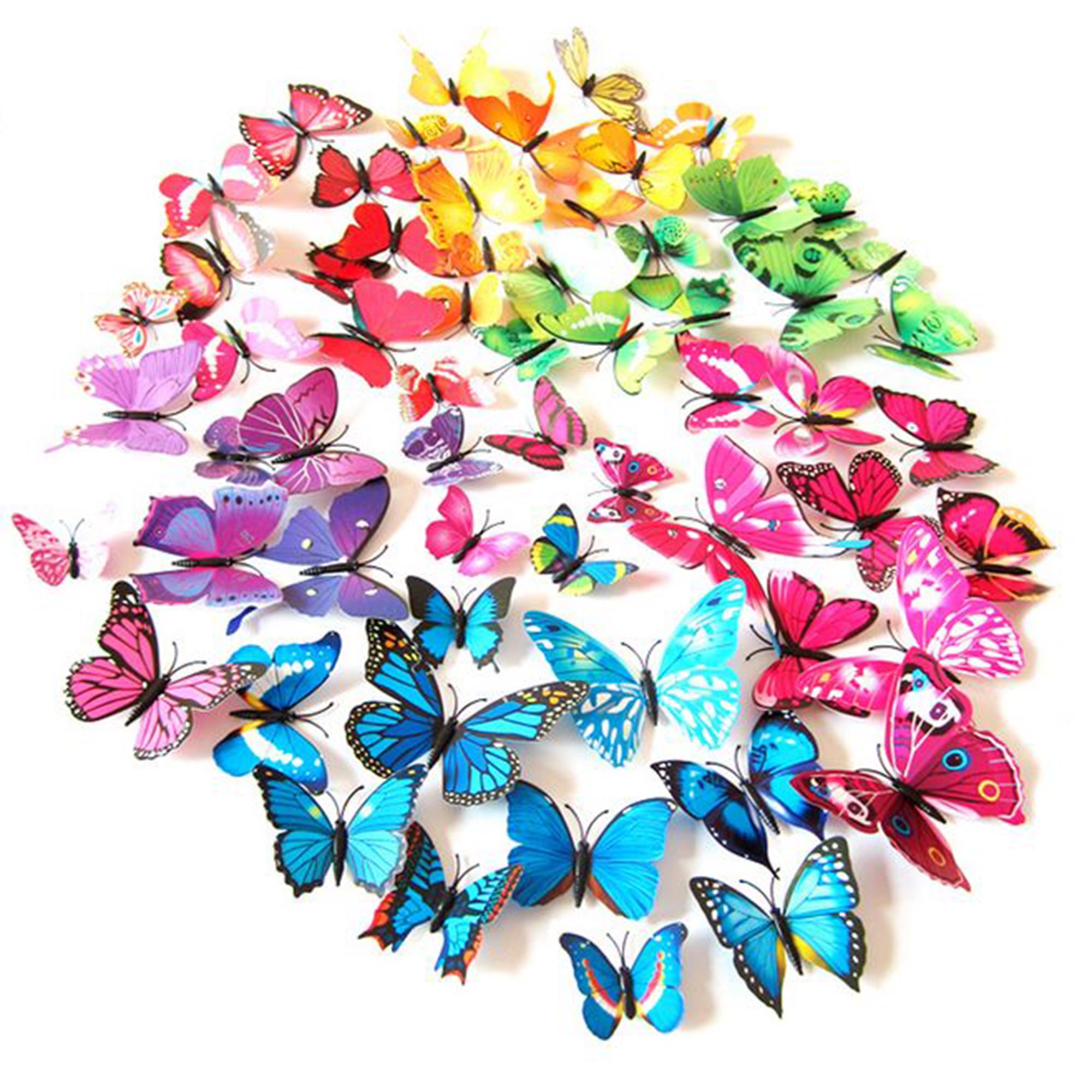 3D Butterfly Wall Stickers BENBO 36 Pieces 3 Sizes Butterfly Mural Decals Stickers Removable Hollowed-Out Metallic Butterfly Wall Decors for Bedroom Bathroom Home Party Decorations 3 Colors 