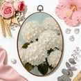 thumbnail image 6 of Oval Framed Wall Art Hydrangea 3D Texture White Flower Plant Botanical Floral White Canvas Wall Art Oval Vintage Wall Decor Prints Hanging Decor for Home Bedroom Living Room Office 8"x11.4", 6 of 7