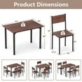 thumbnail image 3 of Costway 5 PCS Dining Table Set Industrial Style Kitchen Table & Chairs for 4 Dark Brown, 3 of 10