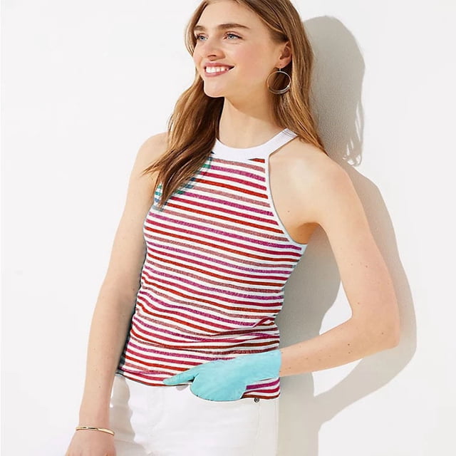 Womens Tops Sleeveless Halter Racerback Summer Basic Tee Shirts Cami Tank Tops Beach Blouses