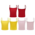thumbnail image 6 of Yartina Kids Girls 3 Pieces Cami Tank Top Solid Color Spaghetti Straps Dance Crop Top Ribbed Camisole Pink&Yellow&Red M, 6 of 7