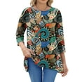 thumbnail image 2 of Fantaslook Plus Size Women Tunic Tops 3/4 Sleeve Dressy Casual Blouses Loose Flowy Floral Shirts, 2 of 8