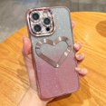 thumbnail image 2 of Compatible with iPhone 15 Pro Max Bling Case Shiny Love Heart Glitter Diamond Full Camera Lens Protection Electroplated Edge Bumper Luxury Fashion Shockproof Cover for Women Girls, 2 of 9