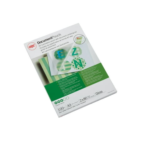 GBC - 80 micron - 100-pack - glossy - 11.93 in x 16.77 in lamination pouches