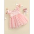 thumbnail image 3 of xiaxaixu Baby Girl Party Dress Short Sleeve Round Neck Floral A-Line Midi, 3 of 8