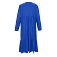 thumbnail image 5 of Cethrio Girls Casual Dresses, Long Sleeve Solid Color Crew Neck Party Maxi Dresses with Pockets Blue Size 8, 5 of 5