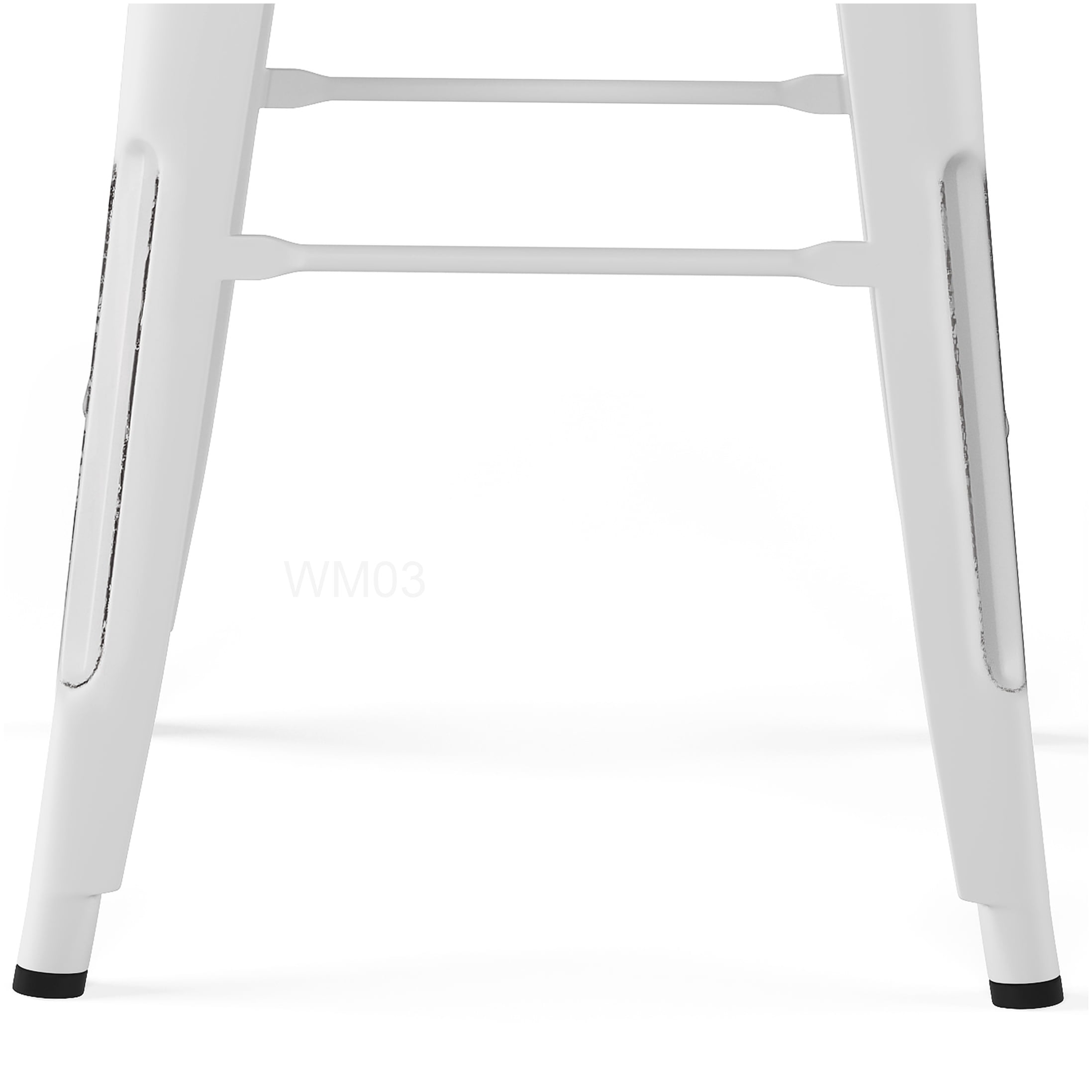 Set of 2 White Metal Kitchen Bar Stools with Backrest, Industrial Counter Height Stools