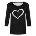 thumbnail image 4 of Ailaofu T-Shirts de la Saint-Valentin à Manches 3/4 Col Rond pour Femmes avec Imprimé Cœur Graphique, 4 of 5