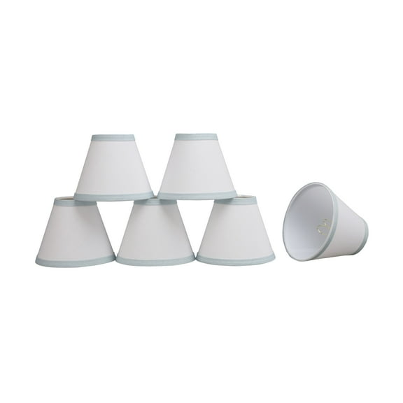 Aspen Creative 32044-6 Small Hardback Empire Shape Chandelier Clip-On Lamp Shade Set (6 Pack), Transitional Design in White, 6" bottom width (3" x 6" x 5")