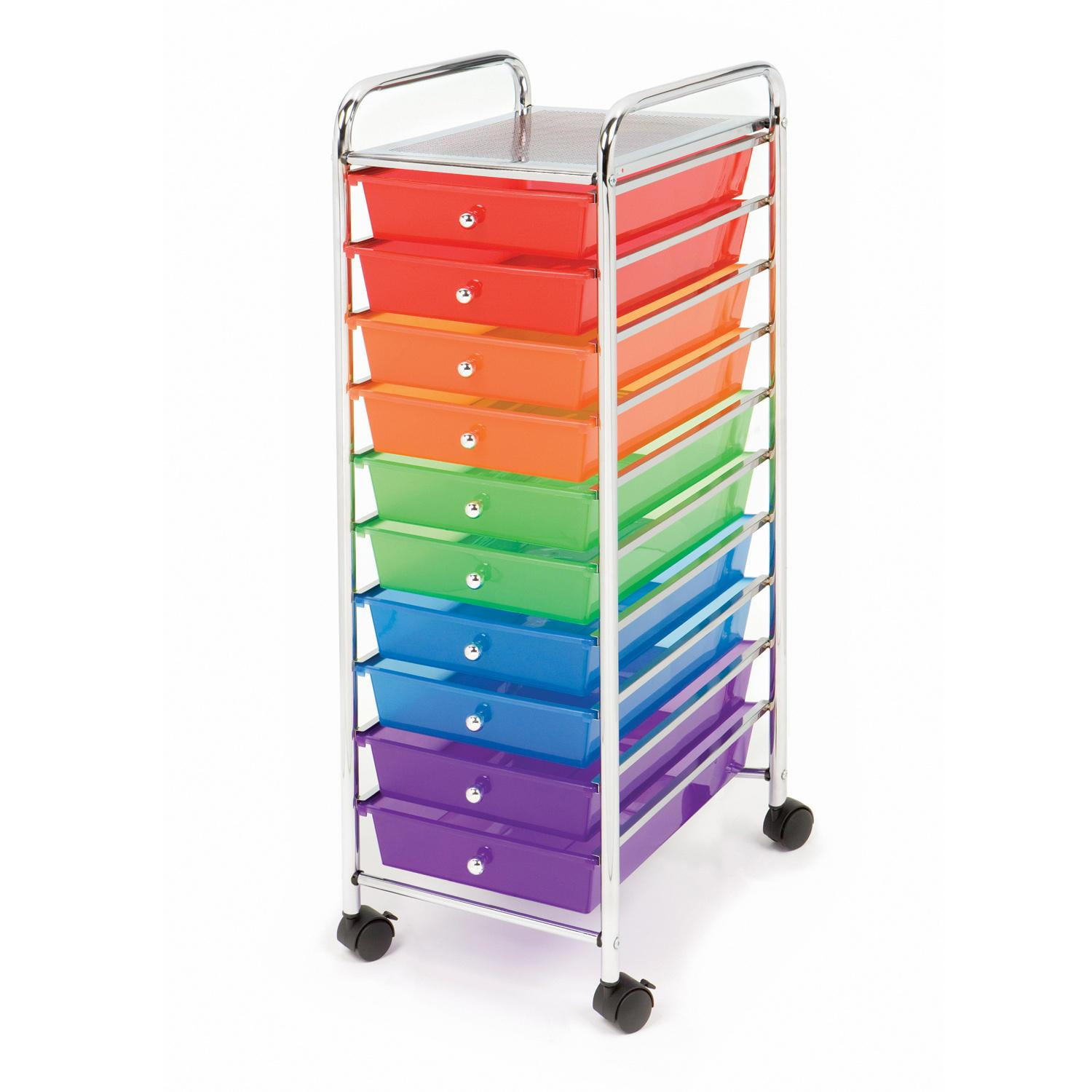 Clear or Black Colorful Seville Classics 10-Drawer Organizer Cart with Drawers 