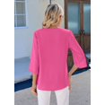 thumbnail image 4 of Women'S Casual Chiffon Blouse Tops 1/2 Ruffled Sleeve V Neck Loose Fit Blouses Shirts Rose Red XL, 4 of 6