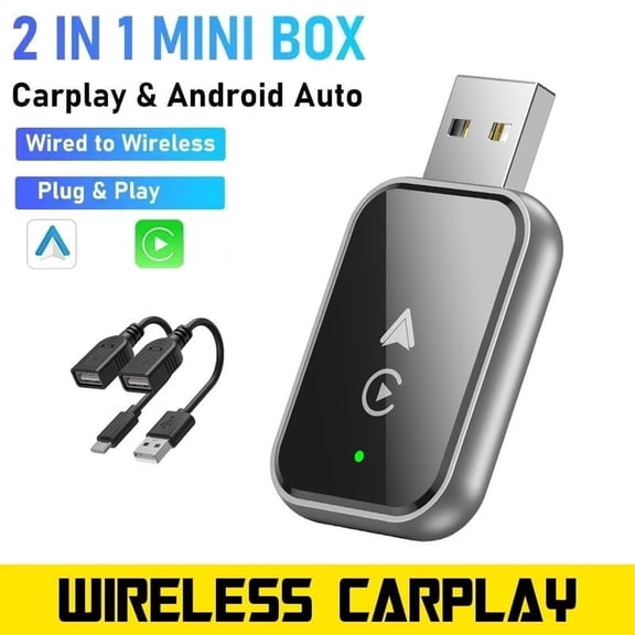 Wireless CarPlay Adapter USB for iOS 10 /Android 11, CarPlay Dongle Stick, USB & Type-C, for Gifts, Black