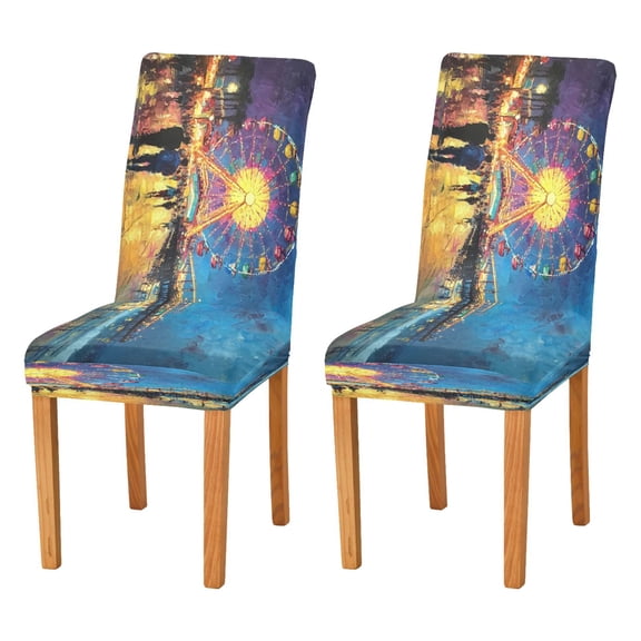 BZSMCE Chairs Slipcovers Dining Chair Covers Design Ferris Wheel Painting Creative Pattern
