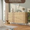 thumbnail image 7 of IDEALHOUSE Dressers 7 Drawer Tall Rattan Chest, Modern Deep Storage Cabinet with Wide Top, Long Wooden Organizer for Bedroom, Living Room, Hallway, Natural, 7 of 7