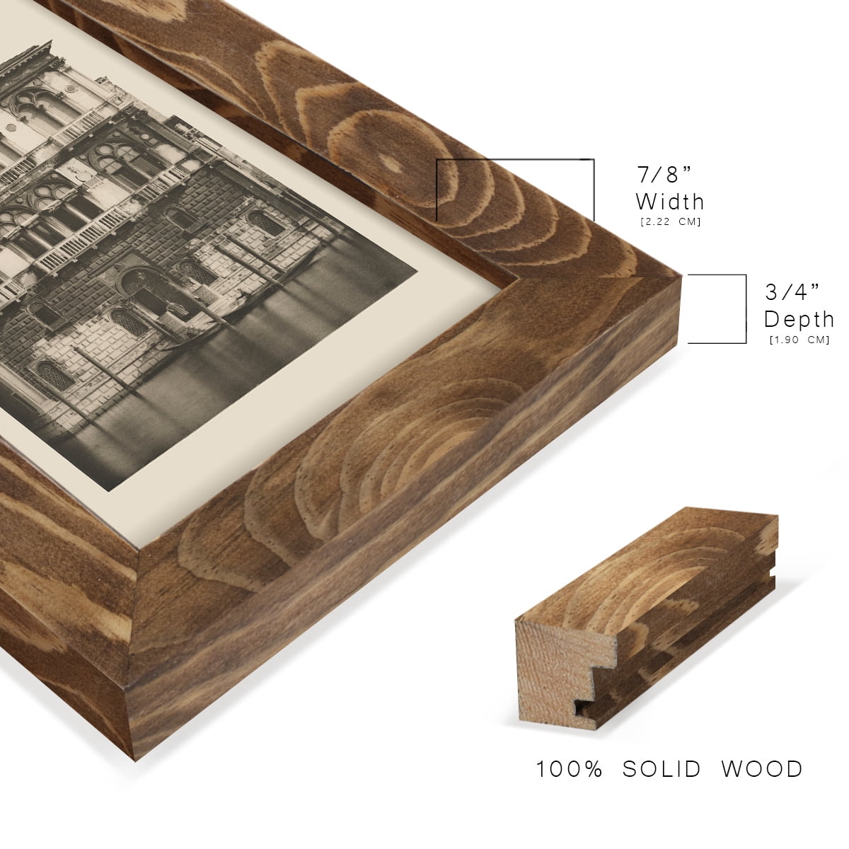 Vintage Views of Venice II - Framed Print w/glass - Walnut