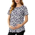 thumbnail image 2 of BRGZLK Pregnancy Nursing Tops for Women Trendy Floral Print Round Neck Short Sleeve Breastfeeding Shirts 2026 Summer Comfortable Maternity Clothes Purple L, 2 of 8