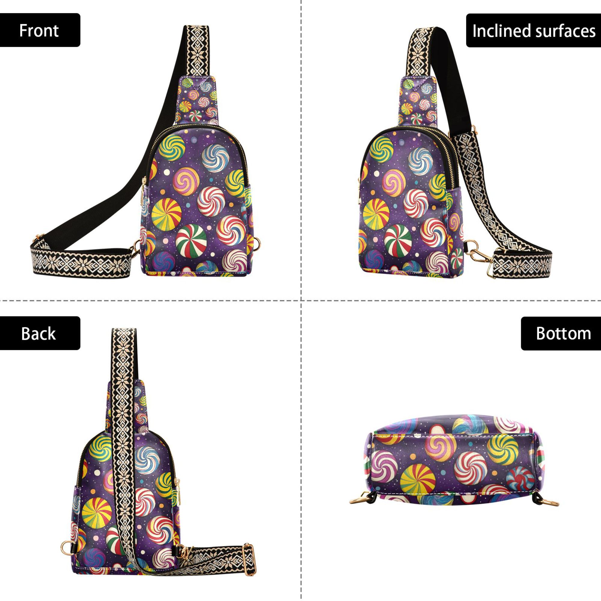 FORMRS Womens Crossbody Sling Bag Travel Daypack Shoulder Chest Backpack, Galactic Candy