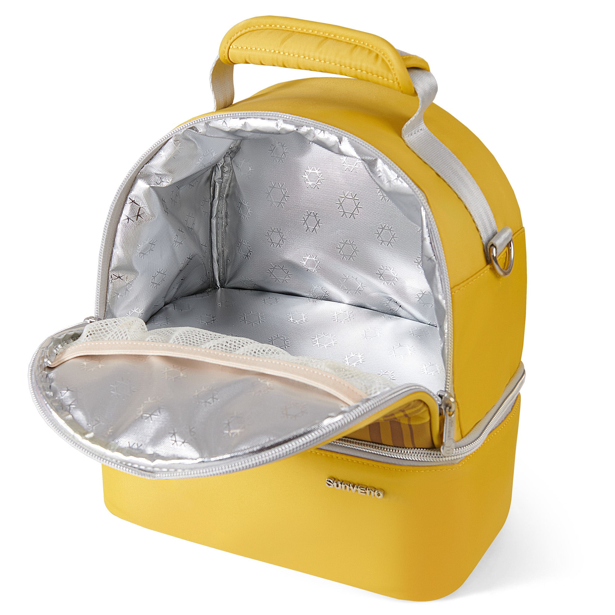 Sunveno Insulated Lunch Box Double Deck Cooler Bag, Yellow
