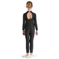 thumbnail image 3 of TiaoBug Kids Girls Shiny Rhinestone Gymnastics Leotard Hollow Back Long Sleeve Figure Skating Jumpsuit Black 16, 3 of 7