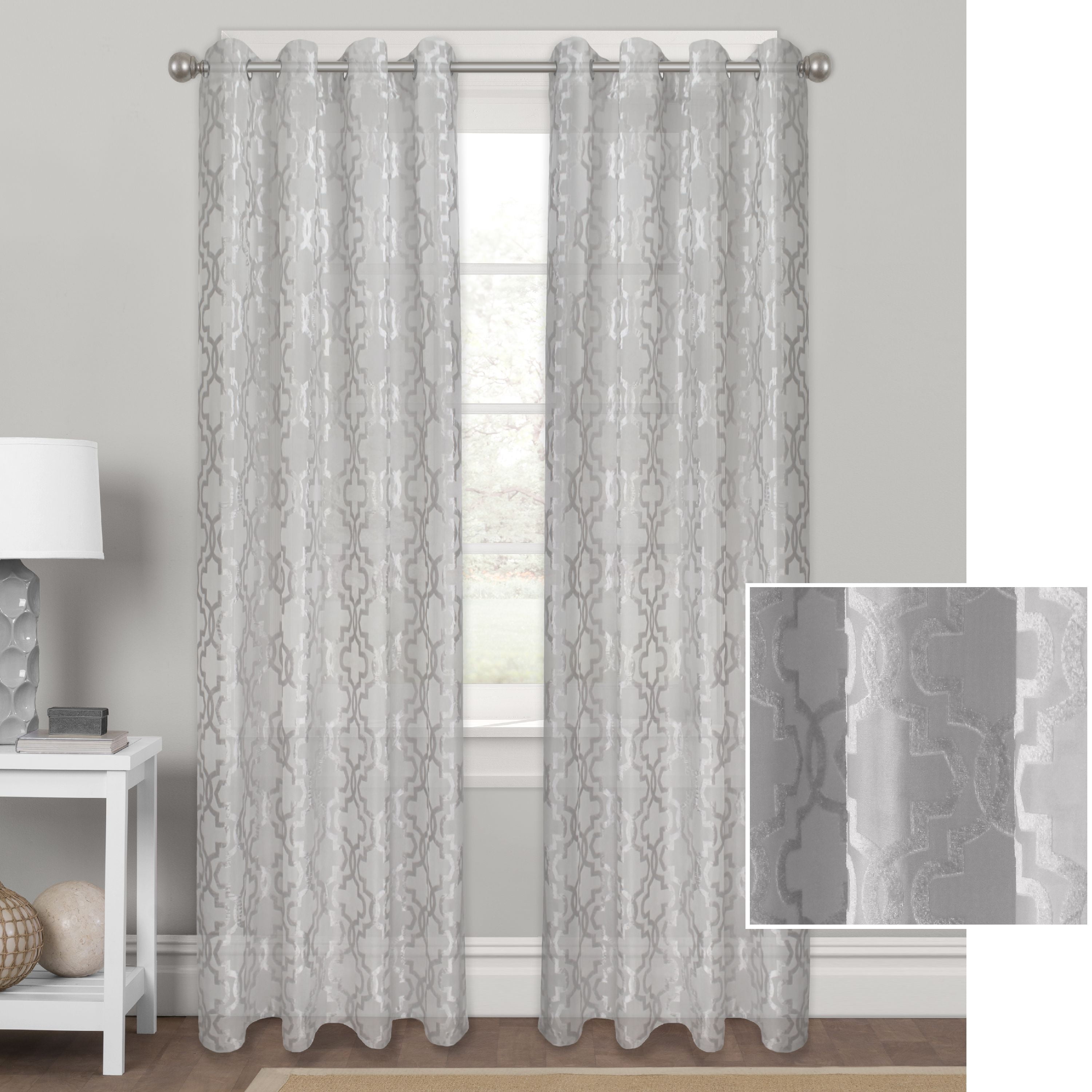 BBetter Homes & Gardens Sheer Velvet Cross Cut Trellis Curtain Panel