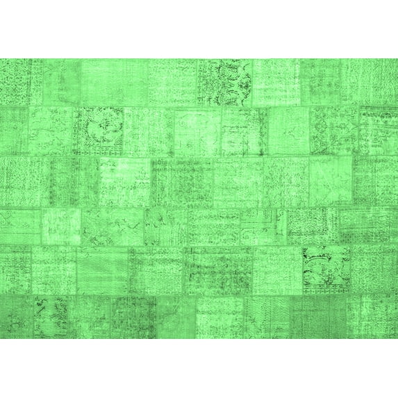 Ahgly Company Indoor Rectangle Patchwork Emerald Green Transitional Area Rugs, 8' x 10'