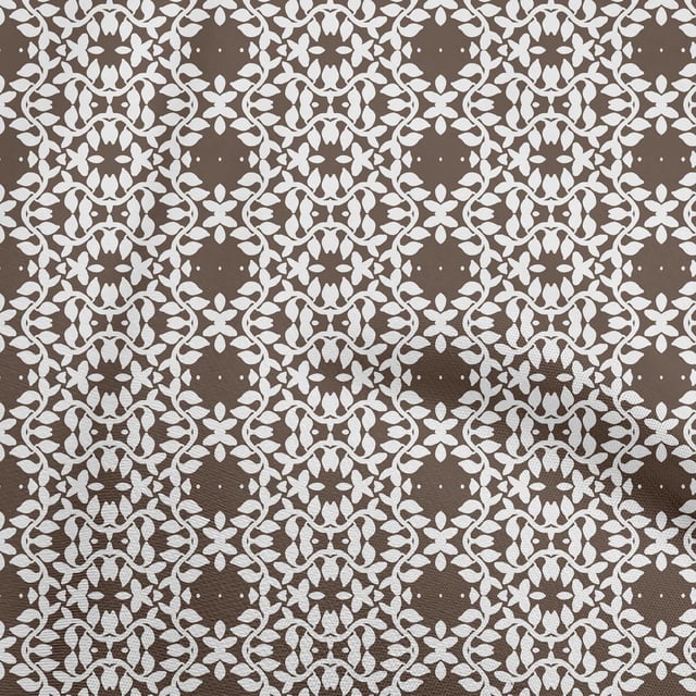 oneOone Georgette Viscose Brown Fabric Asian Floral Block Sewing Material Print Fabric By The Yard 42 Inch Wide