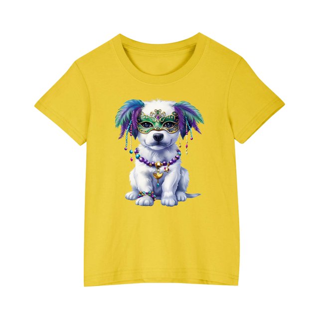 RXIRUCGD 2025 Vêtements d'Été pour Enfants T-shirt Imprimé Mode Mignon Col Rond Manches Courtes