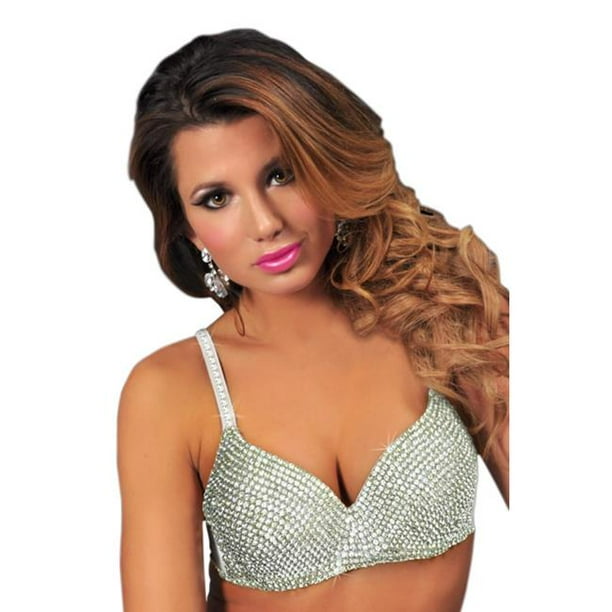 Western Fashion 2993 WHT MDL Rhinestone Bra White Medium