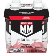 Muscle Milk Genuine Protein Shake Strawberries 'n Crme, 11 fl oz Carton, 4 Pk