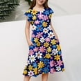thumbnail image 5 of Gbsyewxs Dress For Girls Crew Neck Short Sleeve Solid Color Ruffle Casual Tutu Midi Summer Kids Dresses White Size 6-7 Years, 5 of 6