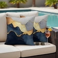 thumbnail image 2 of Outdoor Pillow Cover Ombre Black Golden Gray Marble Texture Set of 2 Waterproof Throw Pillowcases Abstract Art Decorative Patio Furniture Pillows for Couch Garden Indoor & Outdoor Use, 2 of 9