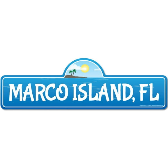 Marco Island FL Florida Beach Street Sign | Indoor/Outdoor | Surfer Ocean Lover Décor For Beach House Garages Living Rooms Bedroom | Signmission Personalized Gift