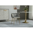 thumbnail image 6 of Tzicr Velvet Dining Chairs Set of 2, Modern Woven Upholstered Dining Chairs with Gold Metal Legs,Luxury Tufted Dining Chairs for Living Room, Bedroom, Kitchen (Grey), 6 of 6