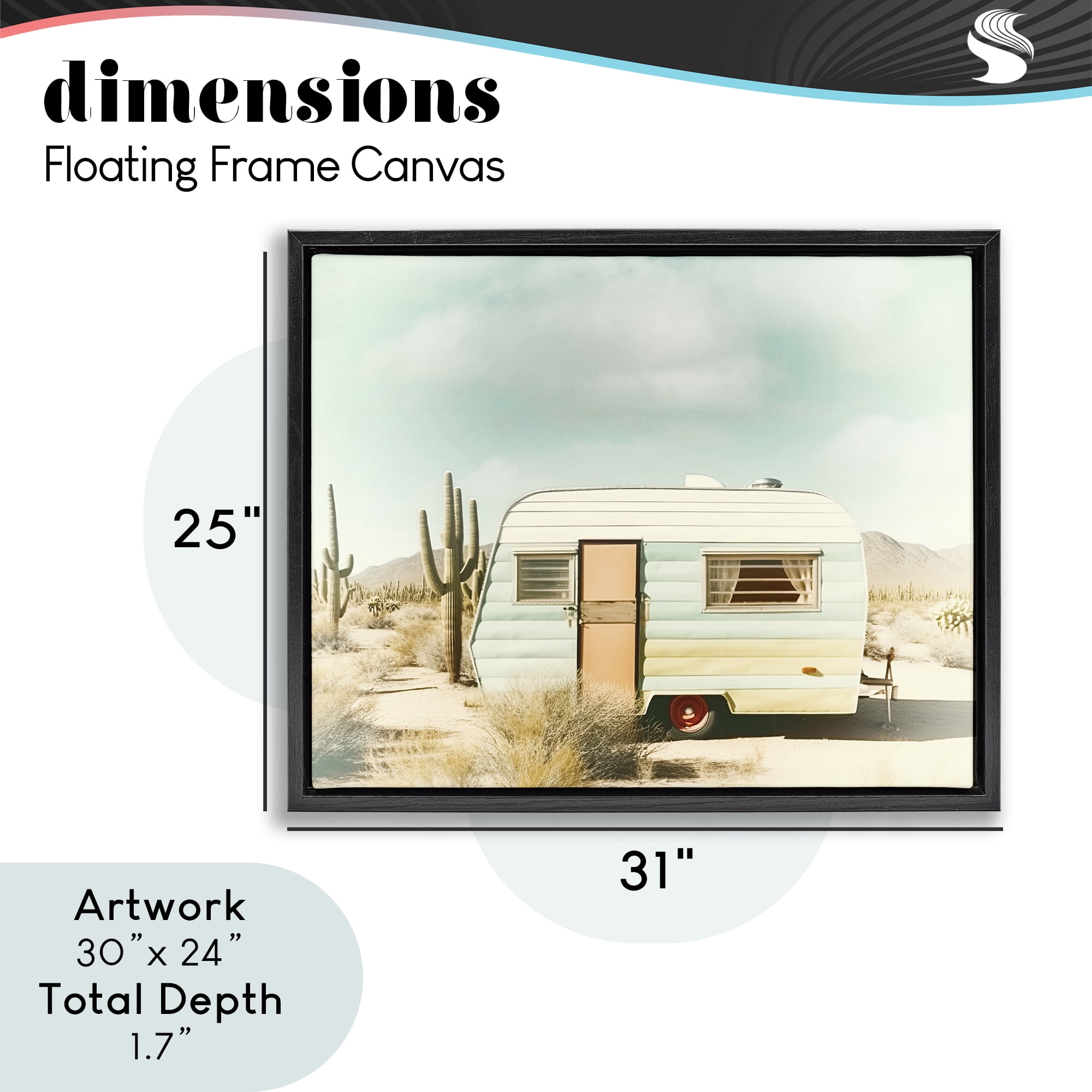 Desert Trip Vintage Black Framed Floater Canvas Wall Art, design by Decent Exposures