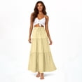 thumbnail image 5 of Kixjoy Long Skirts for Women Elastic High Waisted Maxi Skirt Lounge Drawstring A-Line Tiered Skirts Holiday Basic Soft Trendy Outfits for Women, Yellow L, 5 of 7