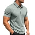 thumbnail image 2 of Dolkfu Refreshing Shirts&nbsp;for Men Green Collared Button Short Sleeve Polos Geometric Business Casual Modern Tops Army Green,L, 2 of 6