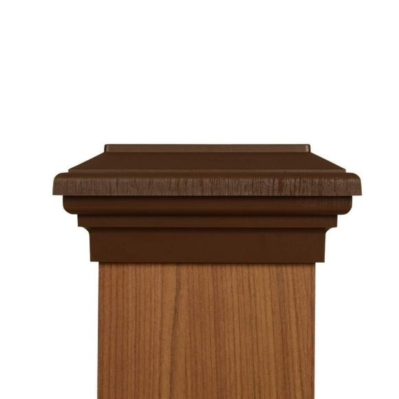 6x6 Post Cap (5.5") (Case of 6) | Brown Flat Top Newell Style Square Top for Outdoor Fences, Mailboxes & Decks