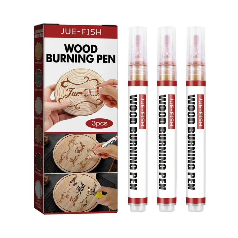  FUMILE Wood Burning Pen Set 9PCS with 3 Scorch Pen Marker, 2  Wood Chips, 2 Frosted Cloth, 2 Hollow Mold for DIY Wood Painting,Suitable  for Artists and Beginners in DIY