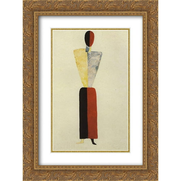 Kazimir Malevich 2x Matted 18x24 Gold Ornate Framed Art Print 'Girl Figure'