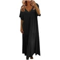 thumbnail image 2 of Xdegoge Summer Dresses for Women Plus Size Womens Oversized Baggy Flowy Maxi Dress Summer V Neck Casual Loose Length Long Dress Vacation Beach Dresses Black S Purchase History for My Accounts, 2 of 7