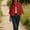 Red, variant on WRFWUL Women's 3/4 Sleeve Cotton Linen Jacket Lightweight Loose 2026 Spring Lapel Button Down Casual Cropped Cardigan Shirts