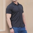 thumbnail image 6 of DLfVUB Men's Solid Cotton Dress Shirt Big and Tall Loose Tops Short Sleeve Button Down T-Shirt Business Formal Office Casual Shirts Turndown Collar Tee Black XXXXL, 6 of 7